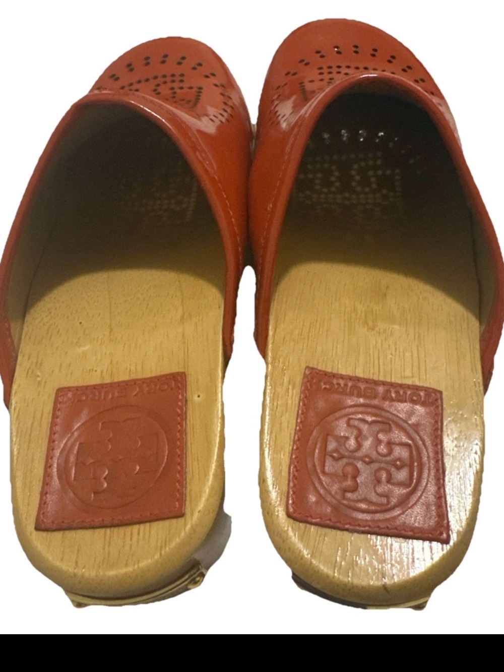 Tory Burch Patent Leather Red & Tan Clogs US Shoe Size 5.5 In Very Good Condt - Picture 3 of 7
